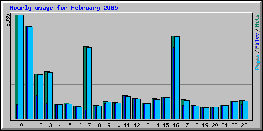 Hourly usage for February 2005